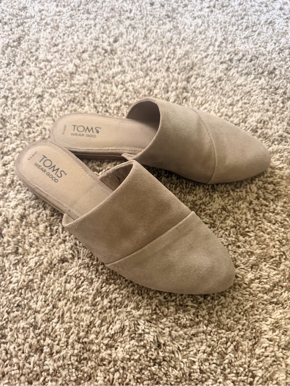 TOMS Suede Slip-On Mules in Taupe